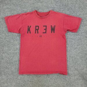 KR3W Shirt Men's Small Red KREW Logo Graphic Tee Crew Neck Short Sleeve Pullover